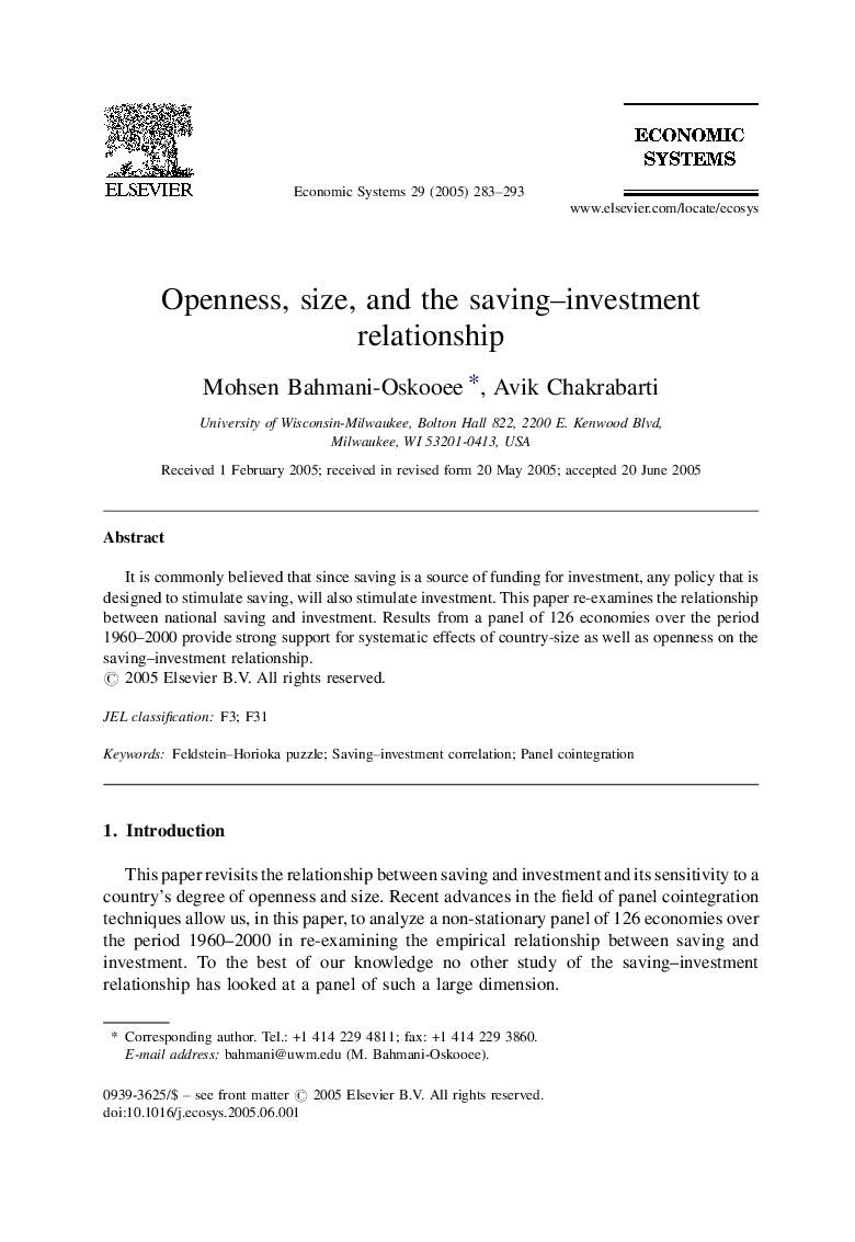 Openness, size, and the saving-investment relationship