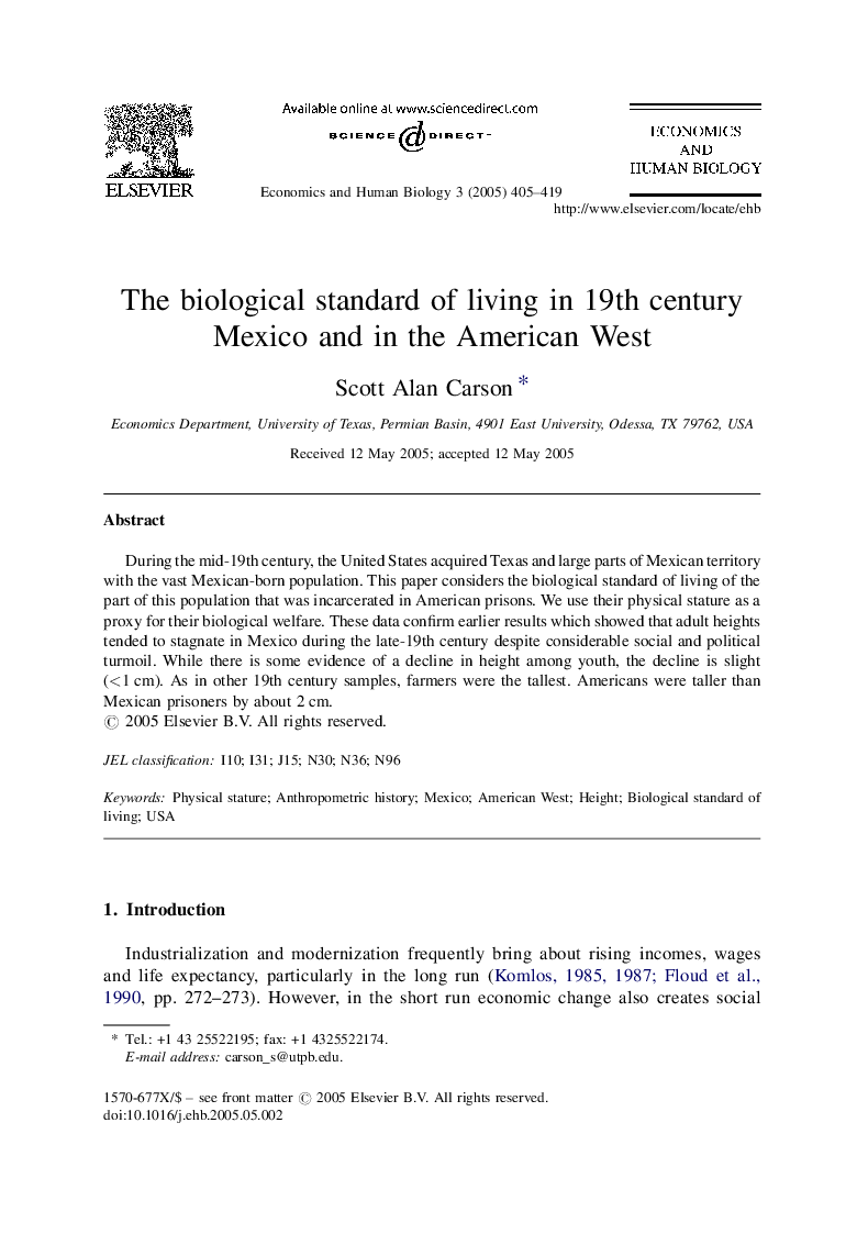 The biological standard of living in 19th century Mexico and in the American West