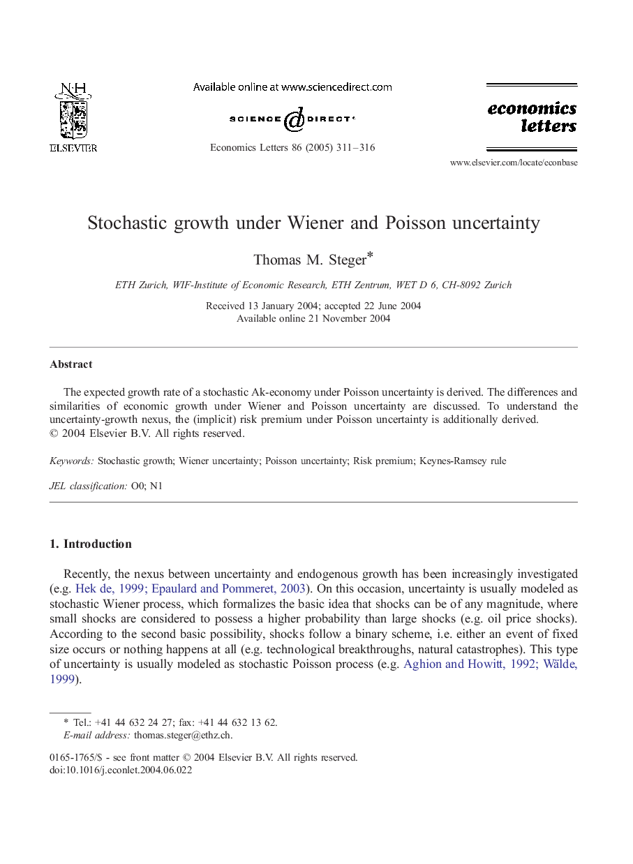 Stochastic growth under Wiener and Poisson uncertainty