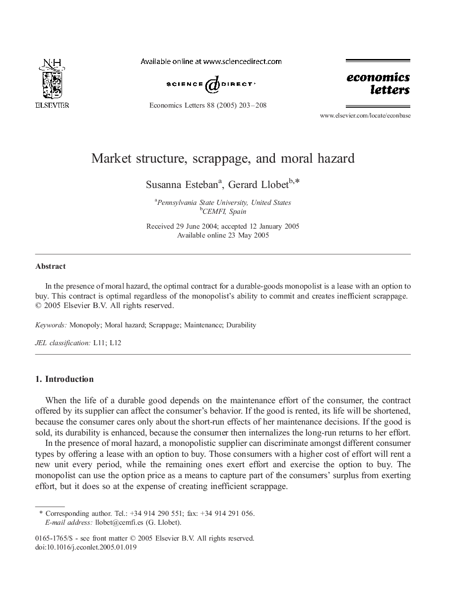 Market structure, scrappage, and moral hazard