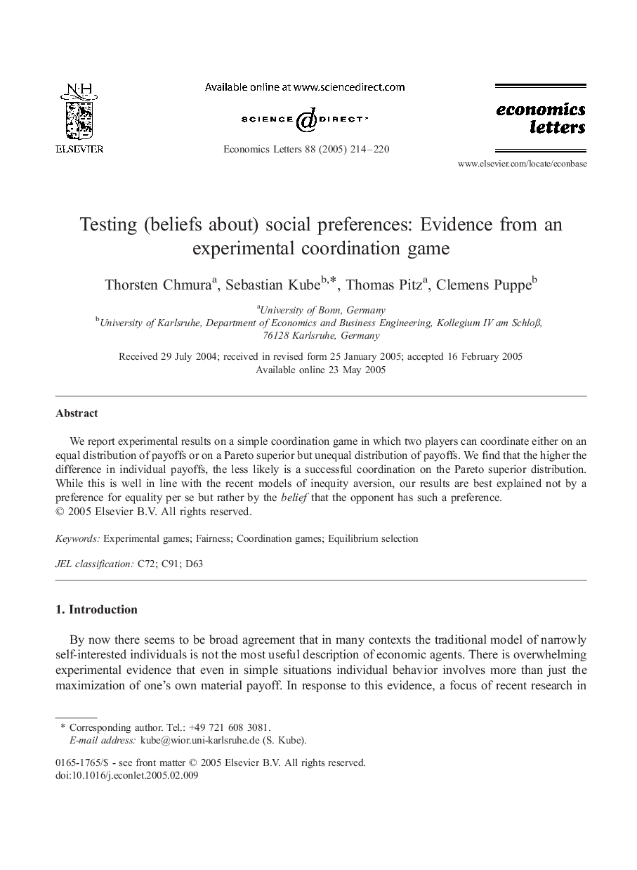 Testing (beliefs about) social preferences: Evidence from an experimental coordination game