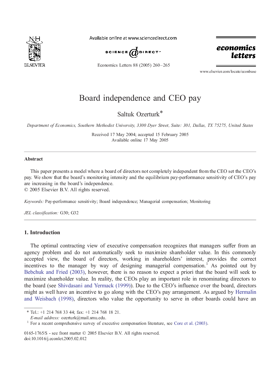 Board independence and CEO pay