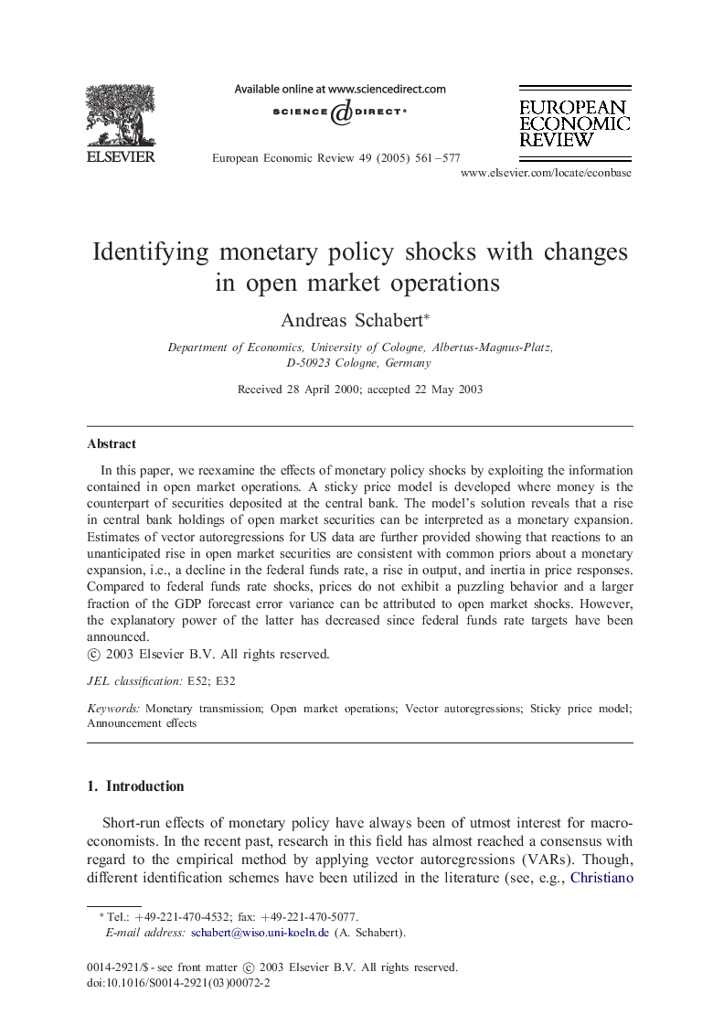 Identifying monetary policy shocks with changes in open market operations