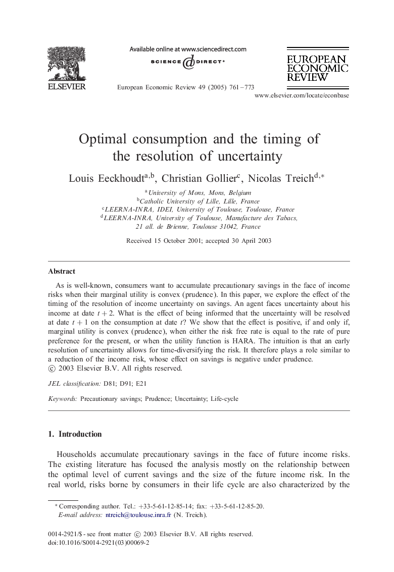 Optimal consumption and the timing of the resolution of uncertainty