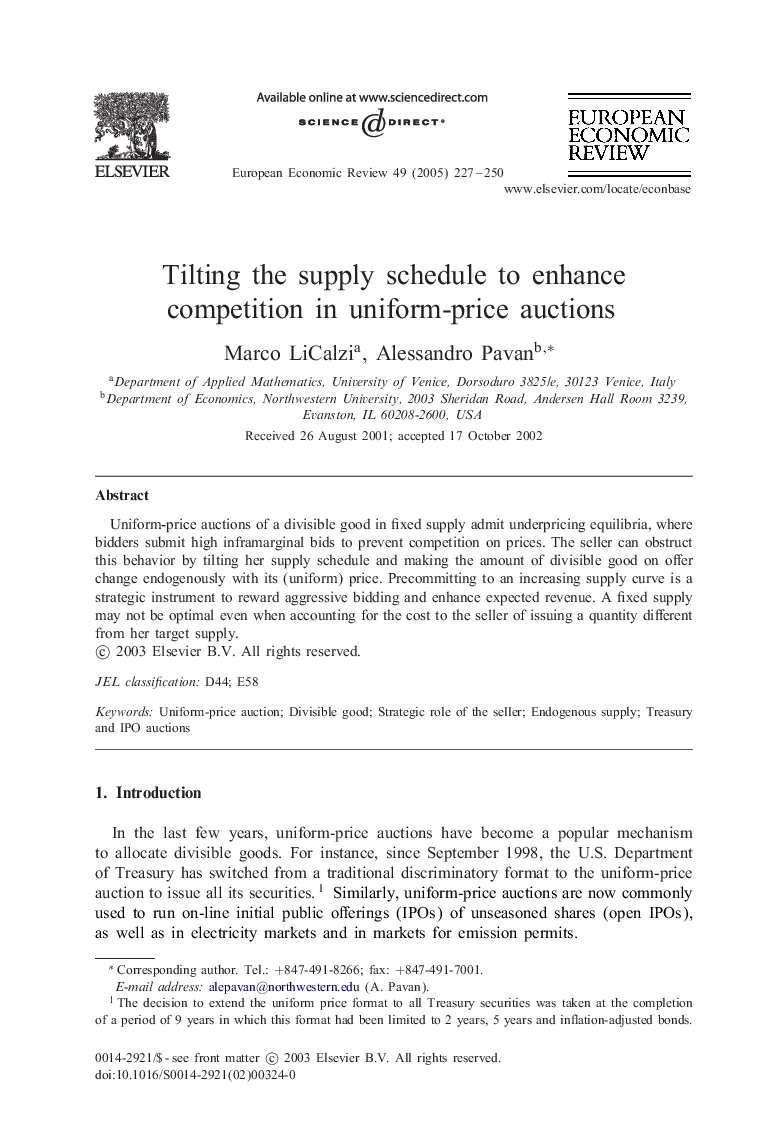 Tilting the supply schedule to enhance competition in uniform-price auctions