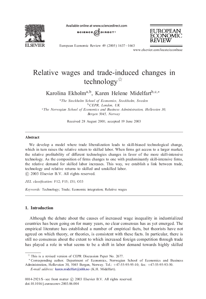 Relative wages and trade-induced changes in technology