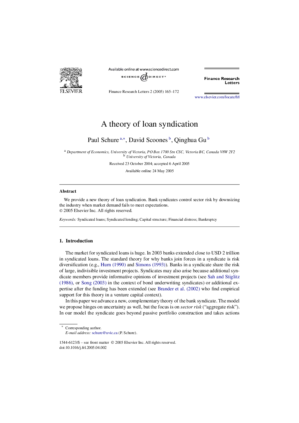 A theory of loan syndication