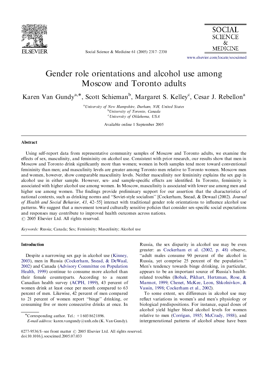 Gender role orientations and alcohol use among Moscow and Toronto adults