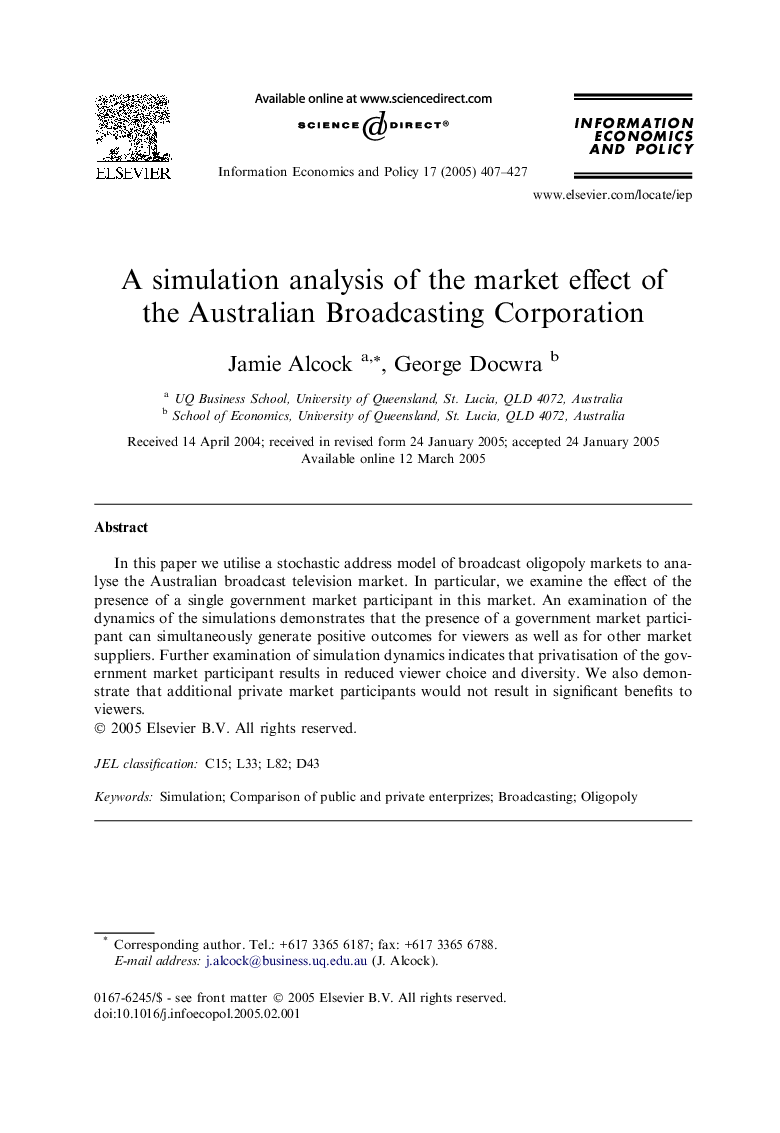 A simulation analysis of the market effect of the Australian Broadcasting Corporation