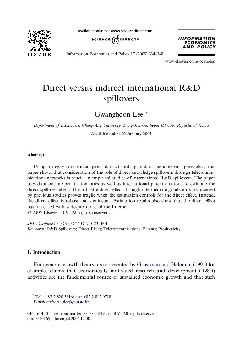 Direct versus indirect international R&D spillovers