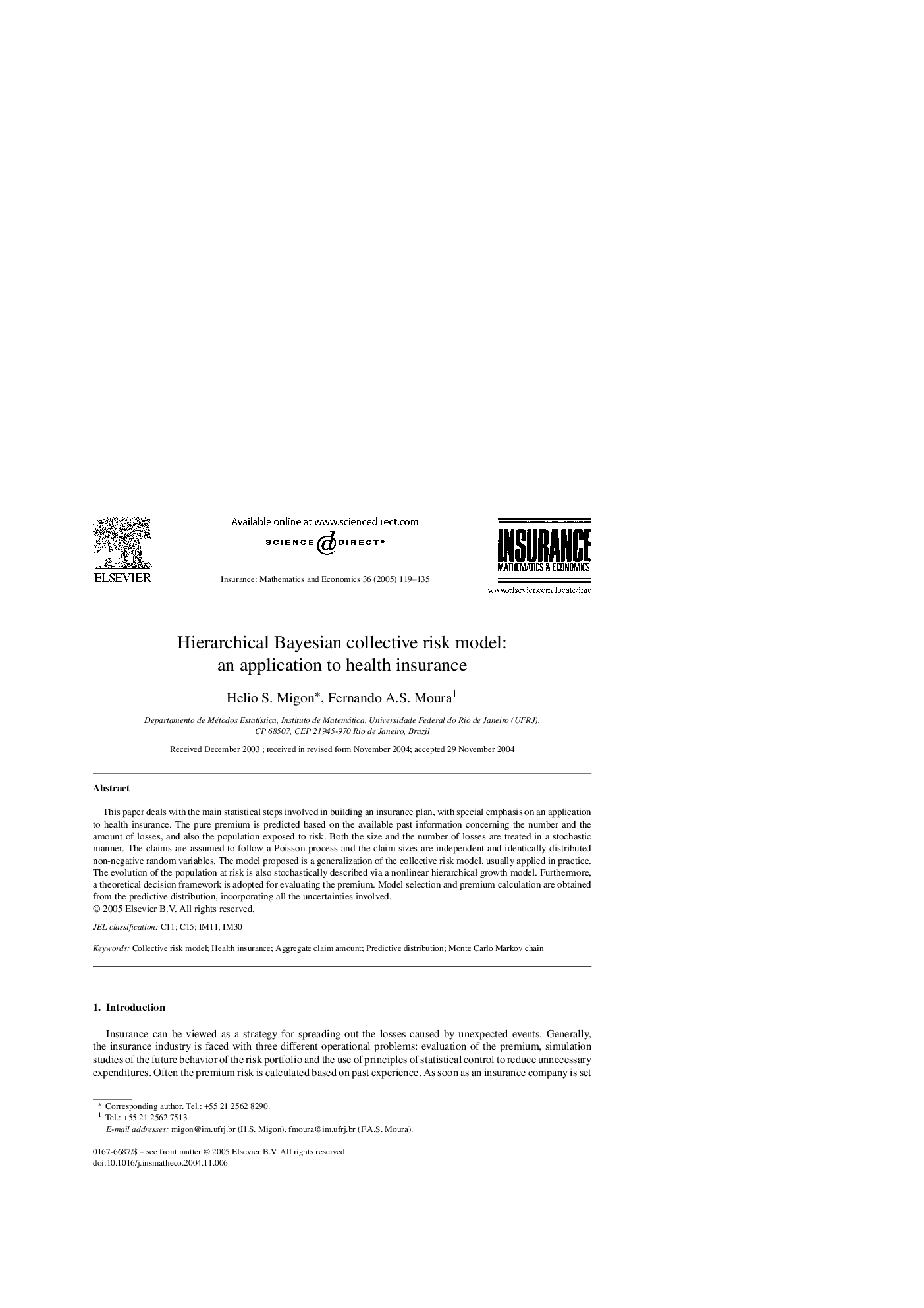 Hierarchical Bayesian collective risk model: an application to health insurance