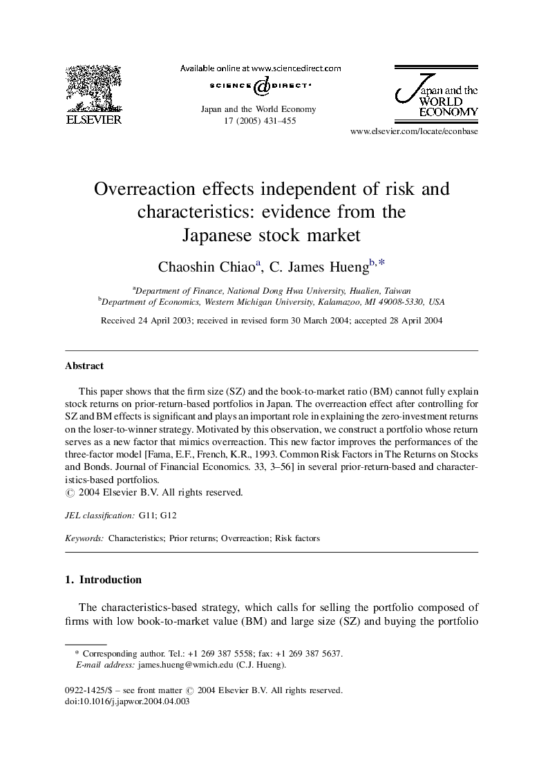 Overreaction effects independent of risk and characteristics: evidence from the Japanese stock market