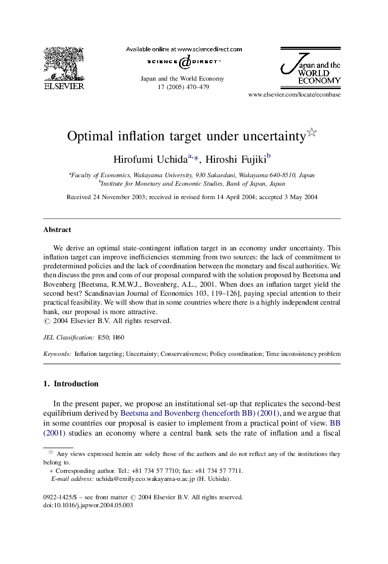 Optimal inflation target under uncertainty