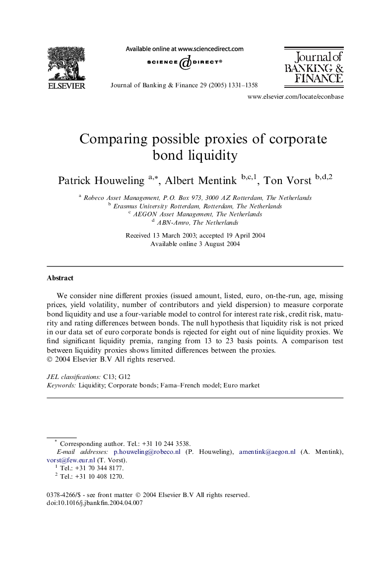 Comparing possible proxies of corporate bond liquidity