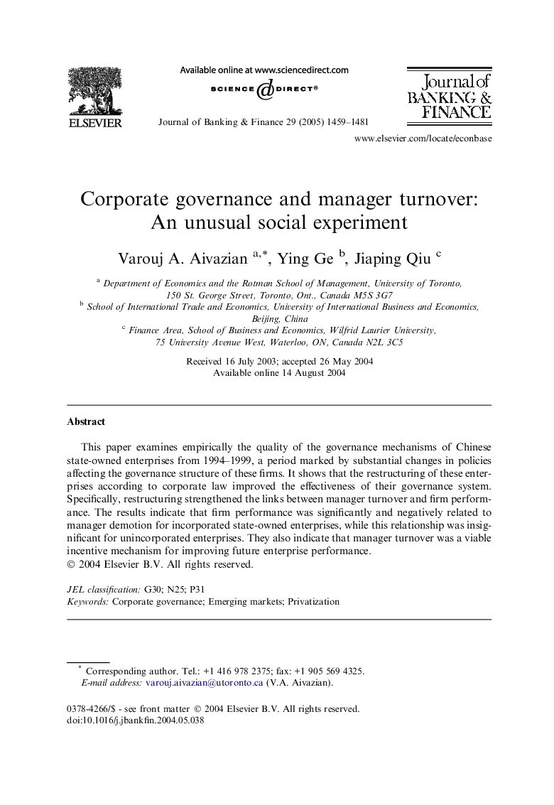 Corporate governance and manager turnover: An unusual social experiment