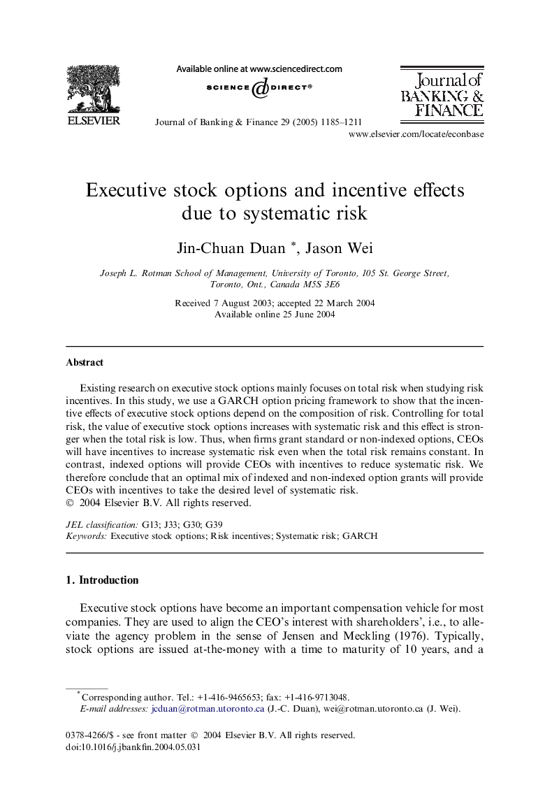 Executive stock options and incentive effects due to systematic risk