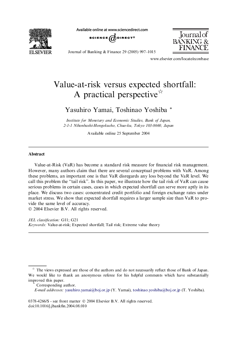 Value-at-risk versus expected shortfall: A practical perspective