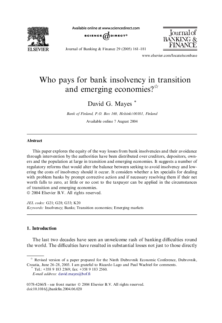 Who pays for bank insolvency in transition and emerging economies?