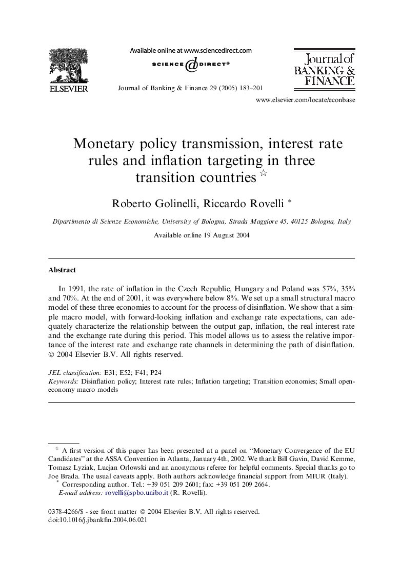 Monetary policy transmission, interest rate rules and inflation targeting in three transition countries