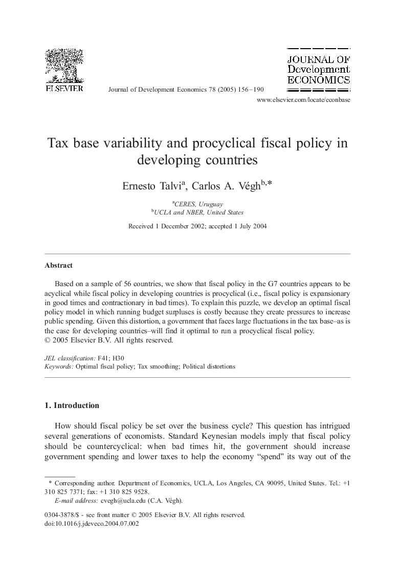 Tax base variability and procyclical fiscal policy in developing countries