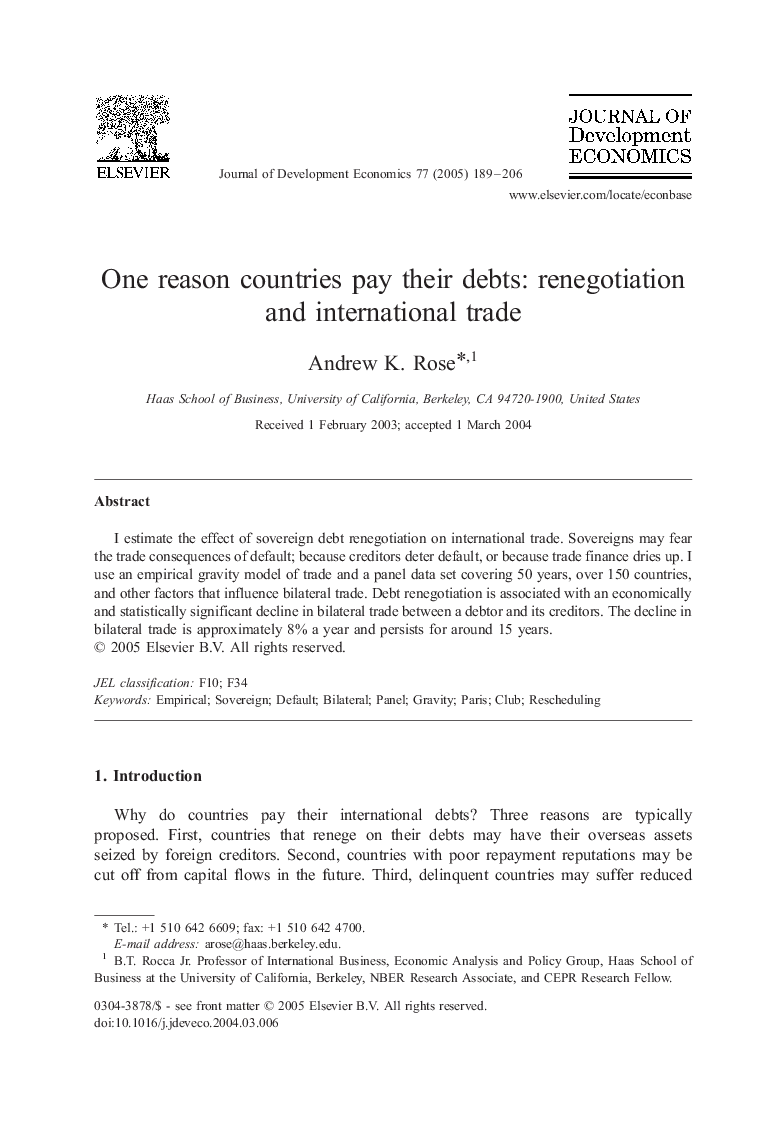 One reason countries pay their debts: renegotiation and international trade