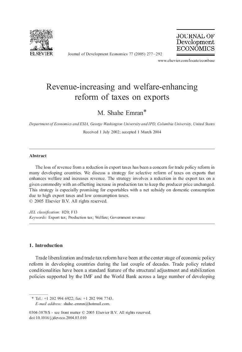 Revenue-increasing and welfare-enhancing reform of taxes on exports