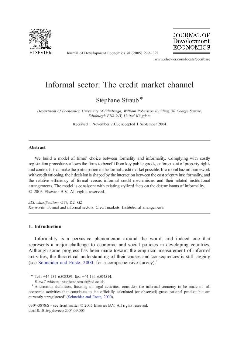 Informal sector: The credit market channel