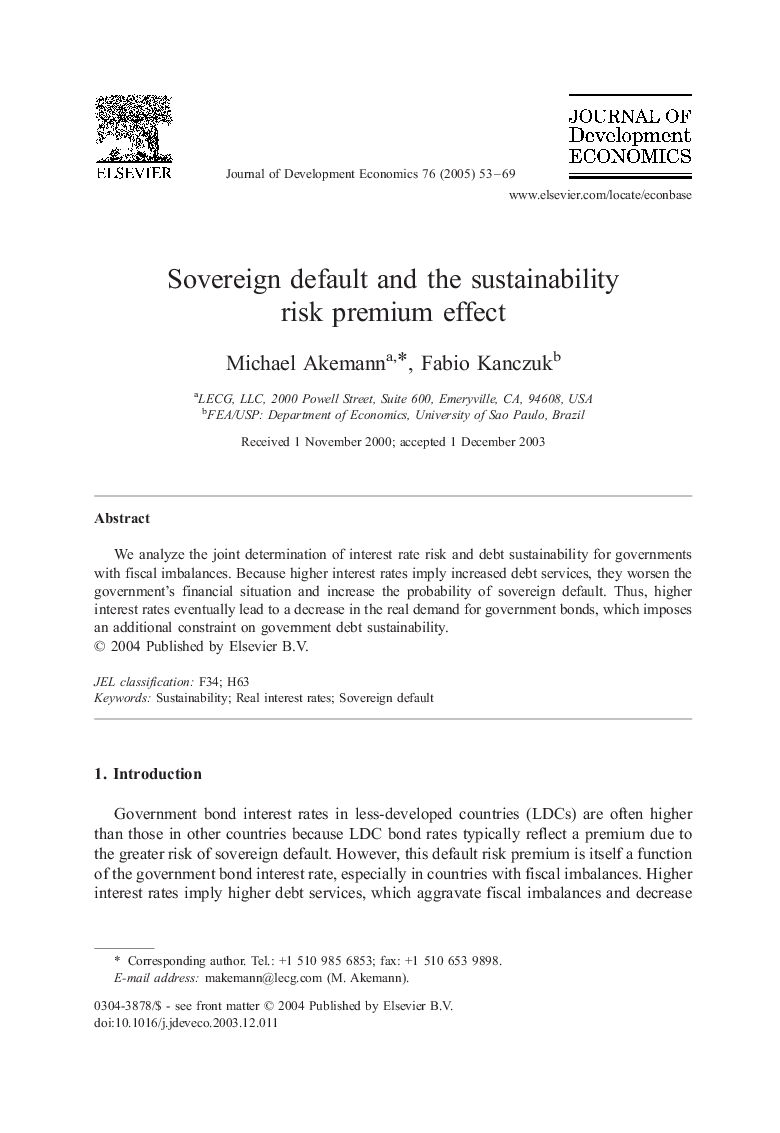 Sovereign default and the sustainability risk premium effect