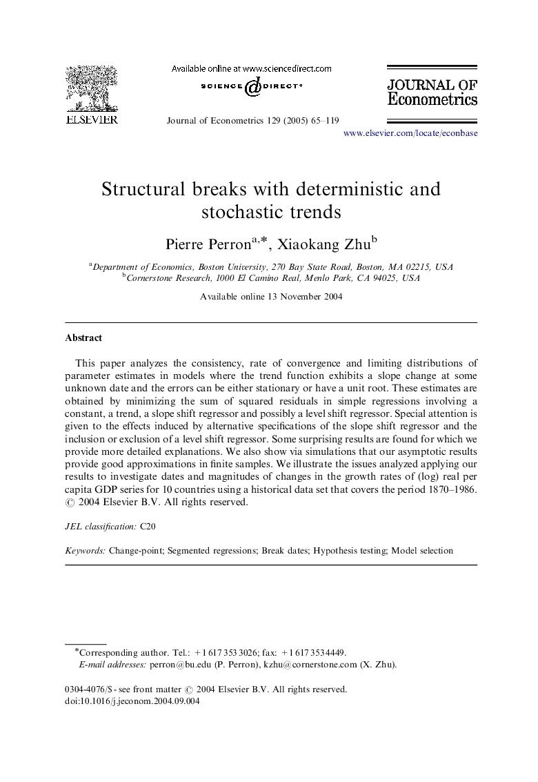 Structural breaks with deterministic and stochastic trends