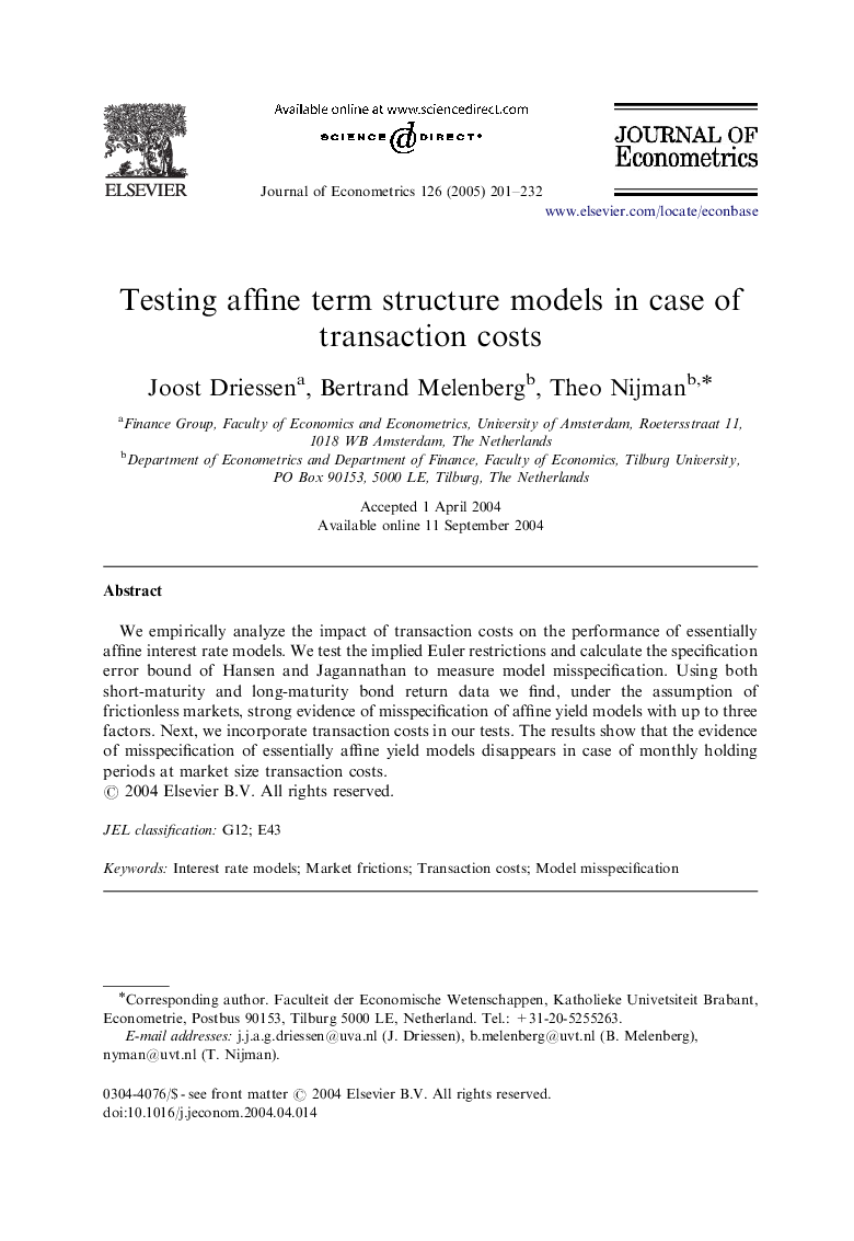 Testing affine term structure models in case of transaction costs