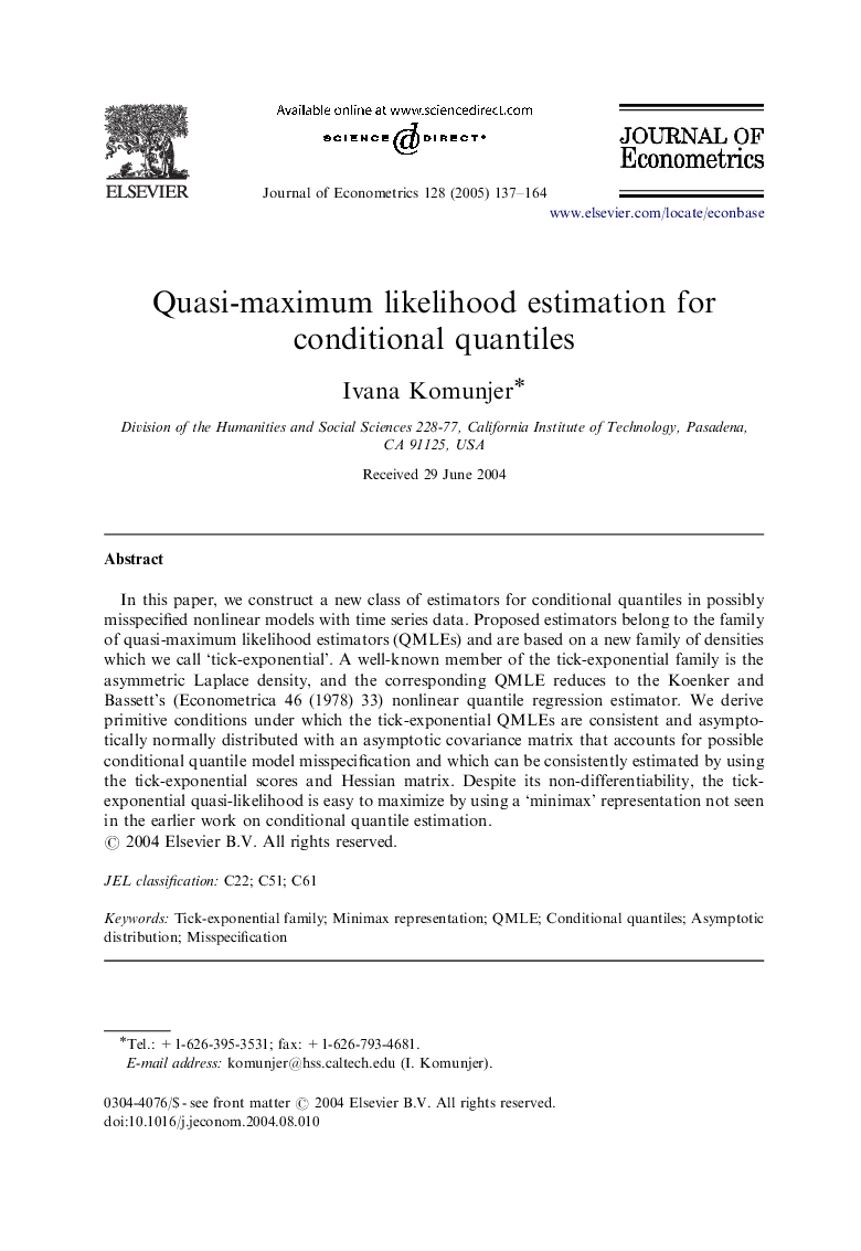 Quasi-maximum likelihood estimation for conditional quantiles