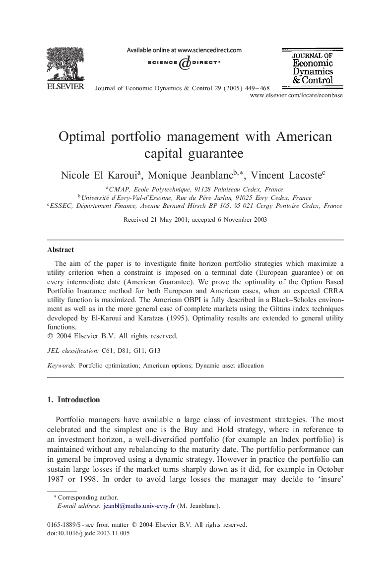 Optimal portfolio management with American capital guarantee