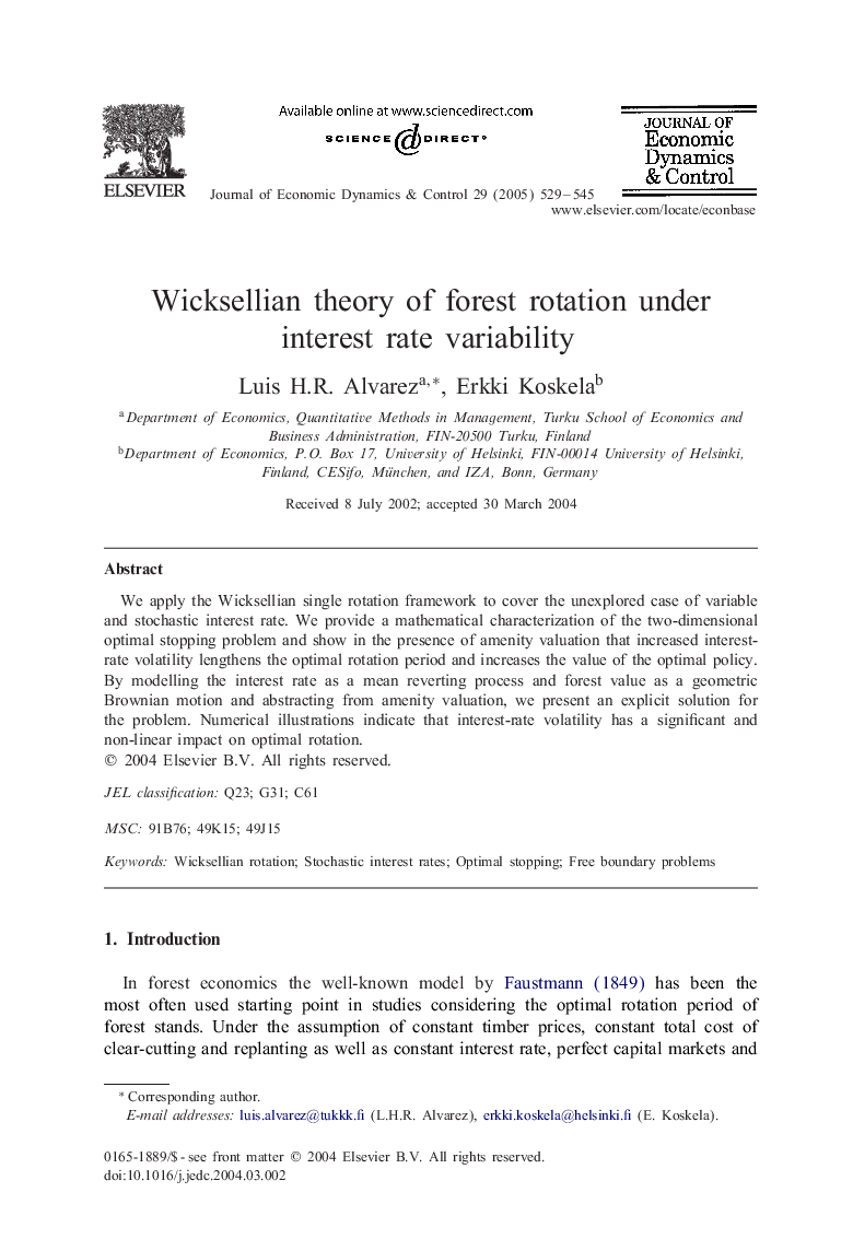 Wicksellian theory of forest rotation under interest rate variability