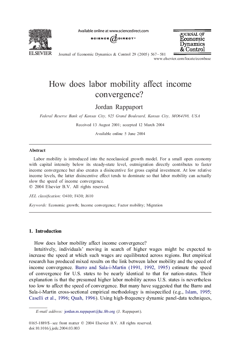 How does labor mobility affect income convergence?