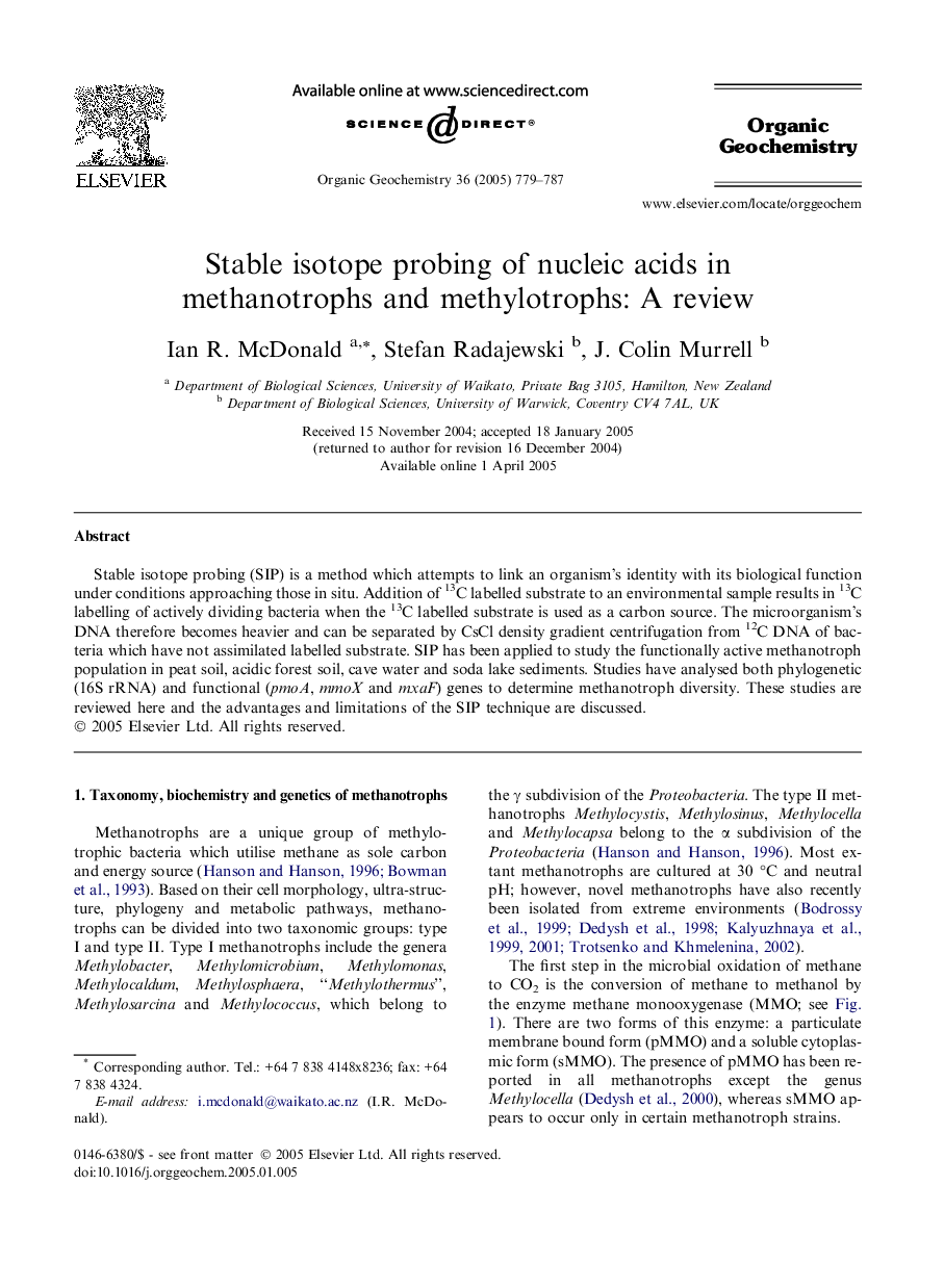 Stable isotope probing of nucleic acids in methanotrophs and methylotrophs: A review