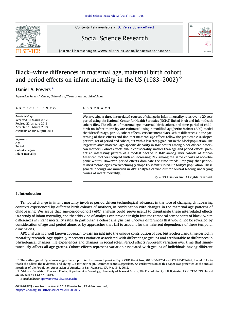 Black–white differences in maternal age, maternal birth cohort, and period effects on infant mortality in the US (1983–2002) 