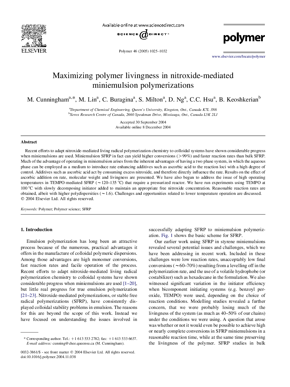 Maximizing polymer livingness in nitroxide-mediated miniemulsion polymerizations