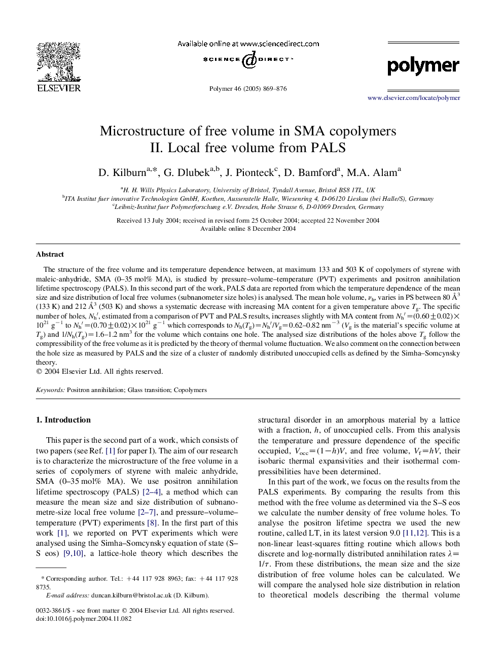 Microstructure of free volume in SMA copolymers II. Local free volume from PALS