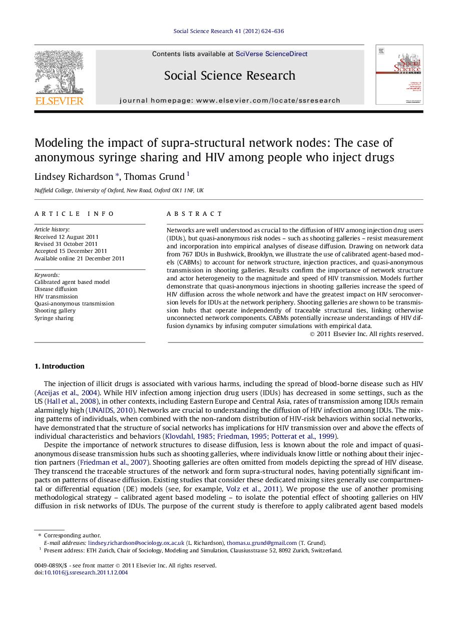 Modeling the impact of supra-structural network nodes: The case of anonymous syringe sharing and HIV among people who inject drugs