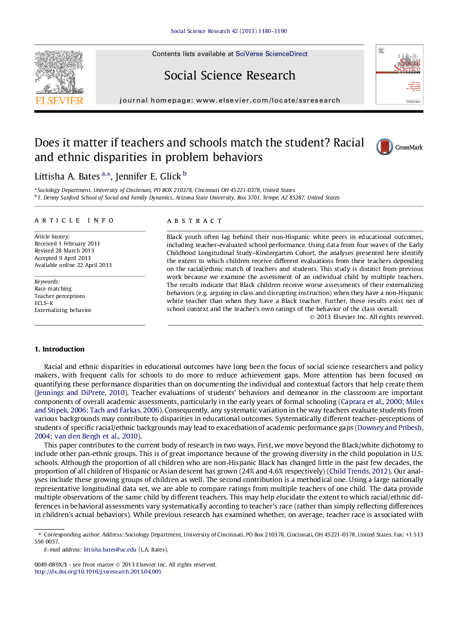 Does it matter if teachers and schools match the student? Racial and ethnic disparities in problem behaviors