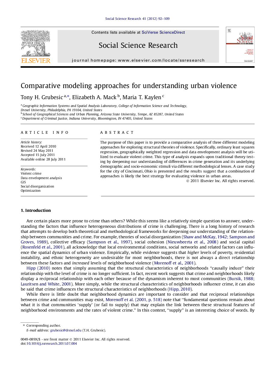 Comparative modeling approaches for understanding urban violence