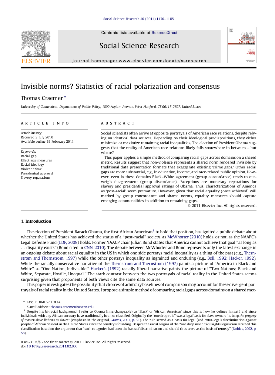 Invisible norms? Statistics of racial polarization and consensus