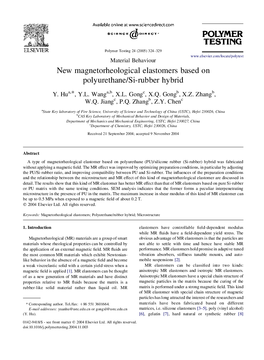 New magnetorheological elastomers based on polyurethane/Si-rubber hybrid