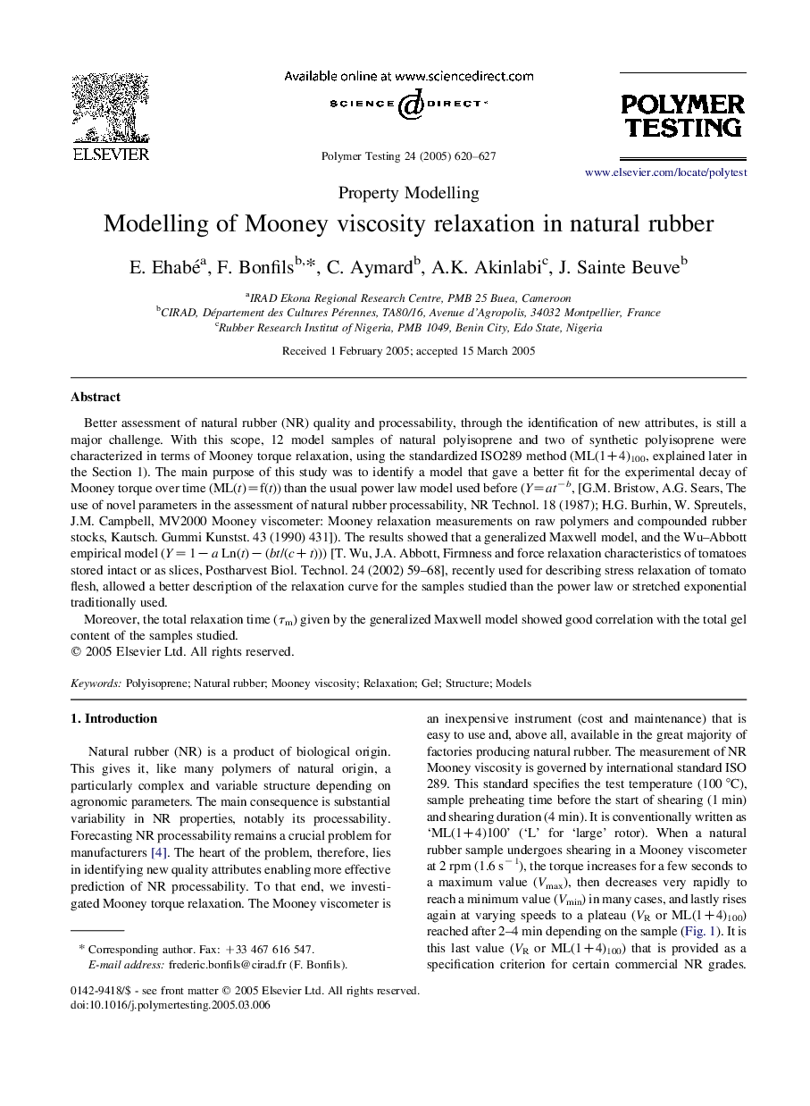 Modelling of Mooney viscosity relaxation in natural rubber