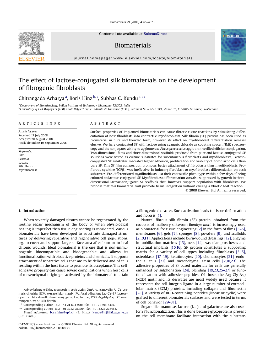 The effect of lactose-conjugated silk biomaterials on the development of fibrogenic fibroblasts