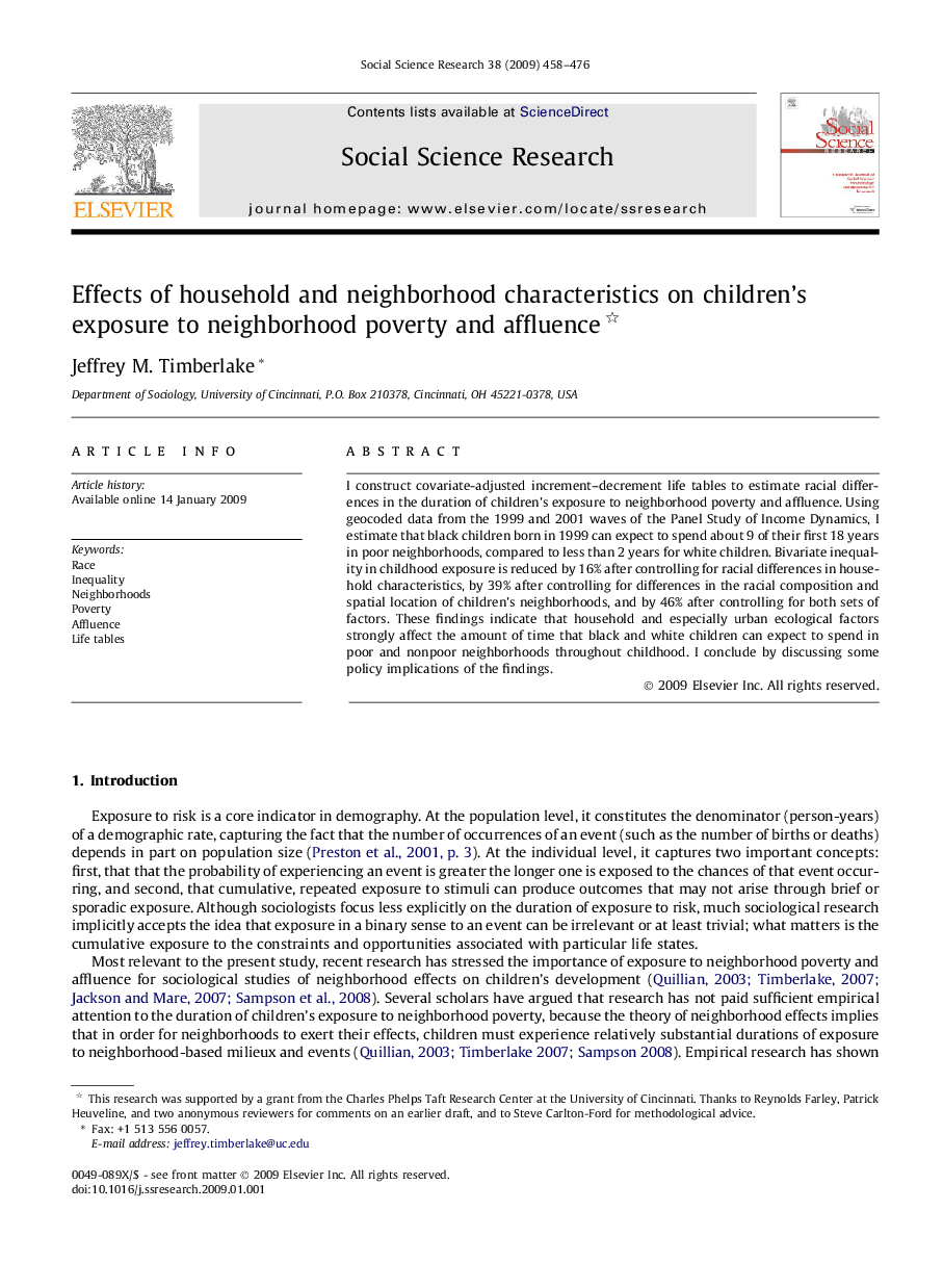 Effects of household and neighborhood characteristics on children’s exposure to neighborhood poverty and affluence 