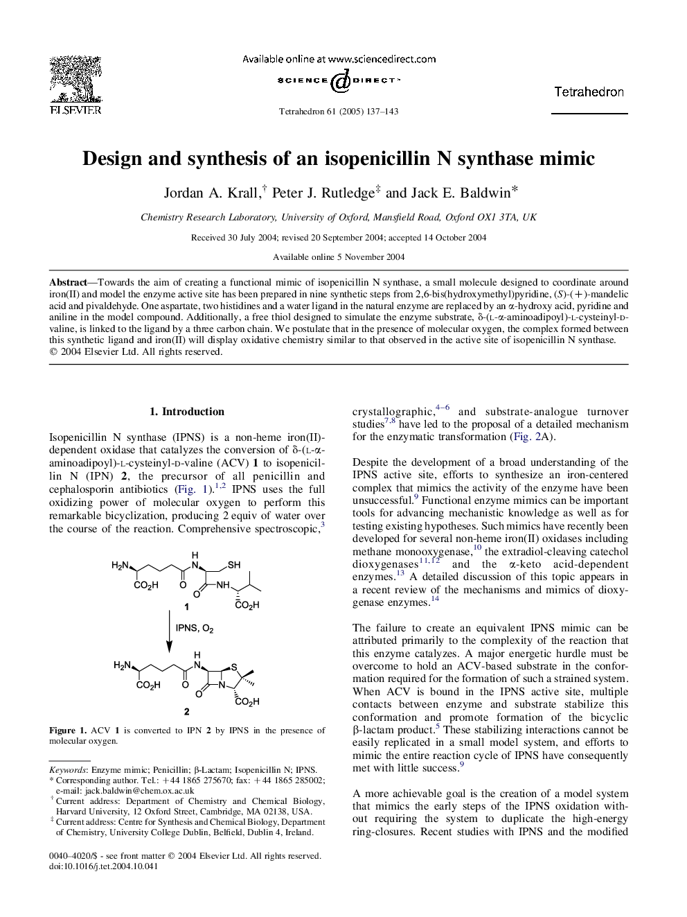 Design and synthesis of an isopenicillin N synthase mimic