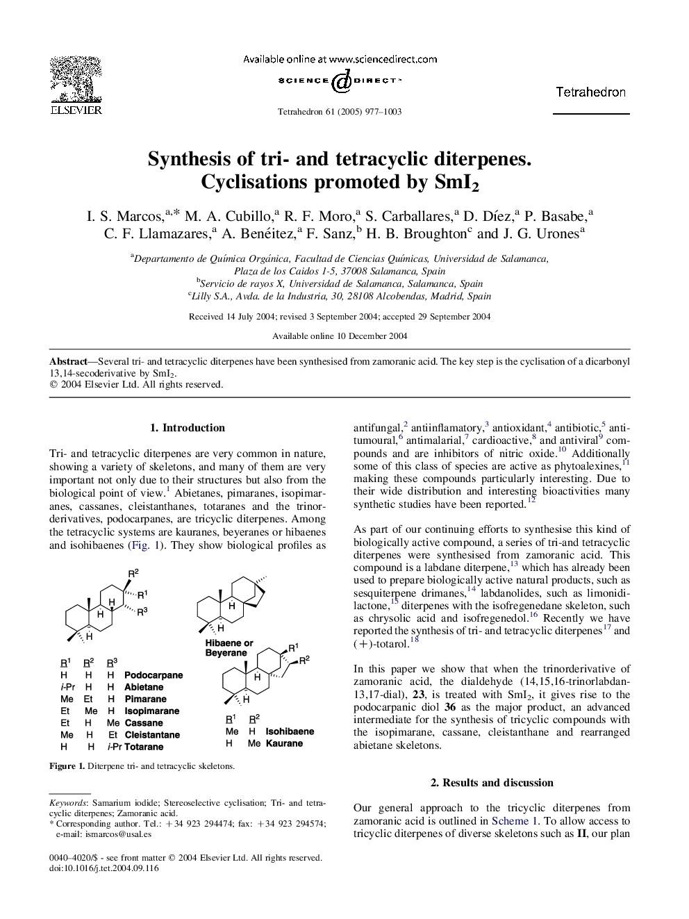 Synthesis of tri- and tetracyclic diterpenes. Cyclisations promoted by SmI2