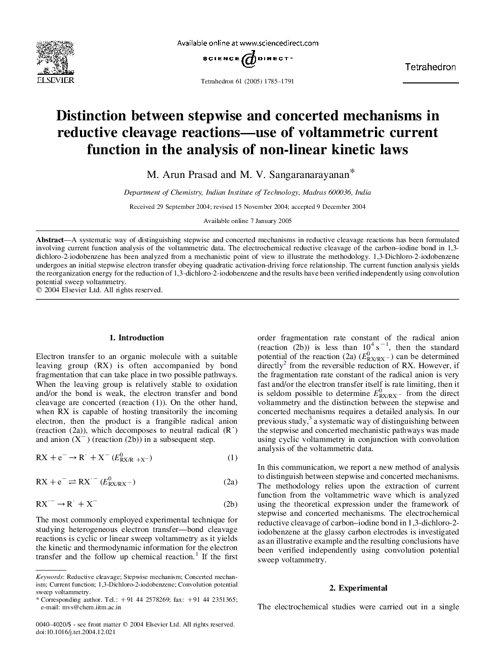 Distinction between stepwise and concerted mechanisms in reductive cleavage reactions-use of voltammetric current function in the analysis of non-linear kinetic laws