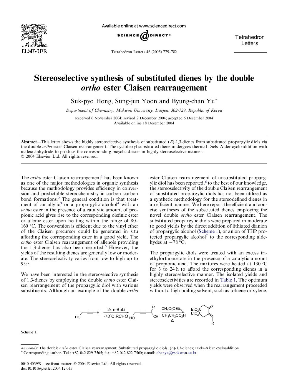 Stereoselective synthesis of substituted dienes by the double ortho ester Claisen rearrangement